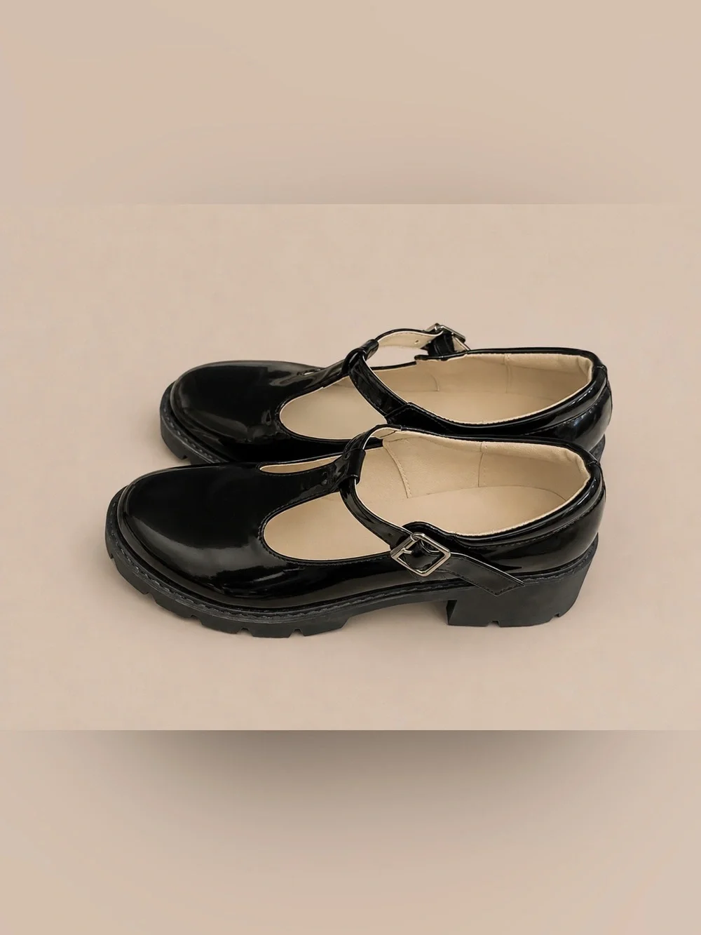 JOYSTRY Black Patent Mary Jane Lug Sole Shoes Size 10 / EU 42